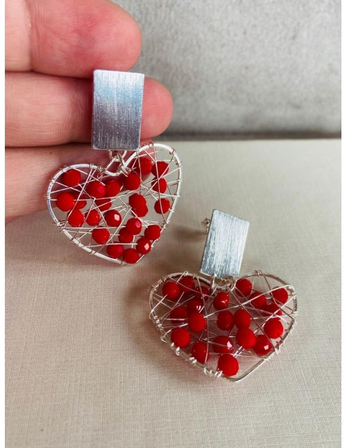 ARO BAÑO DE PLATA CRISTALES ROJOS 2