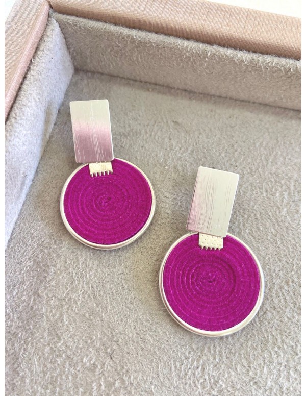ARO BANO DE PLATA GAMUZA FUCSIA