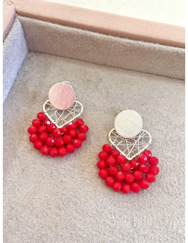 ARO BANO DE PLATA CRISTALES ROJOS