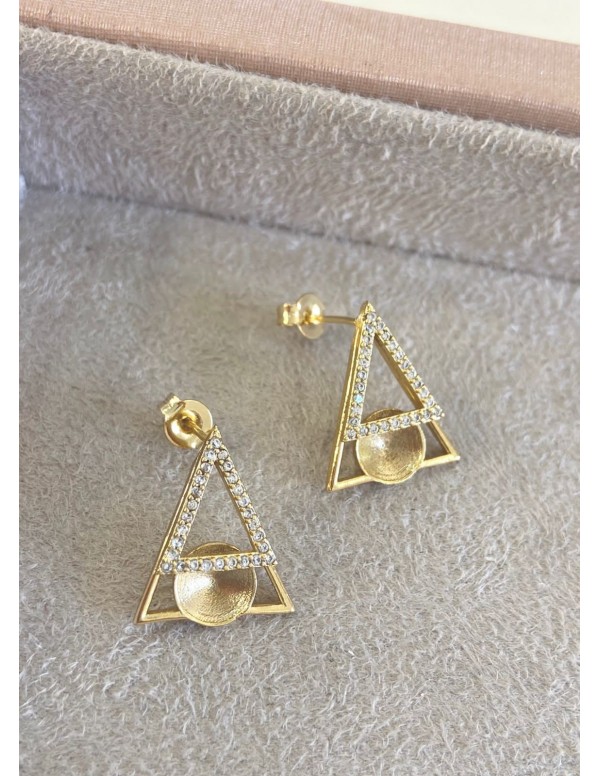 ARO BAÑO DE ORO TRIANGULO CIRCONES