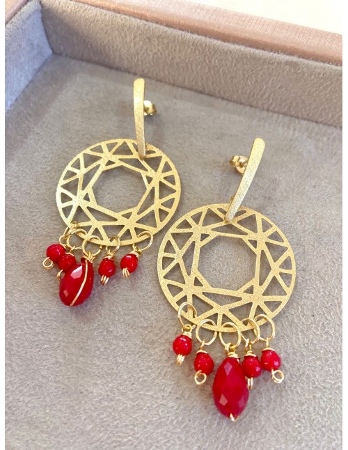 ARO BANO DE ORO CRISTALES ROJOS