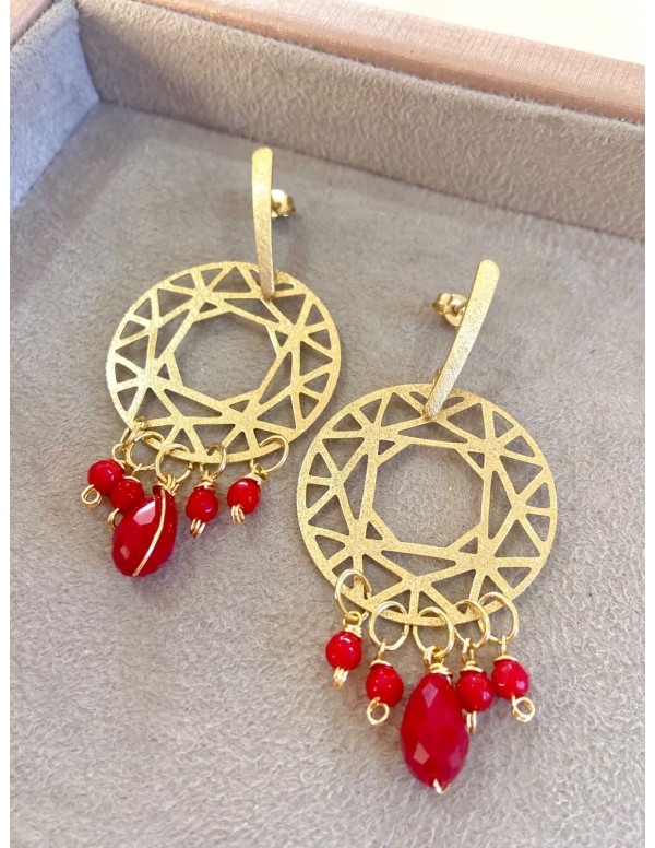 ARO BANO DE ORO CRISTALES ROJOS