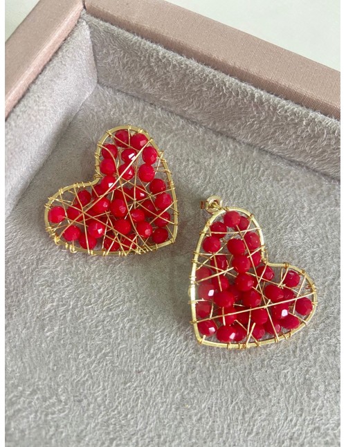 ARO BAÑO DE ORO CRISTALES ROJOS