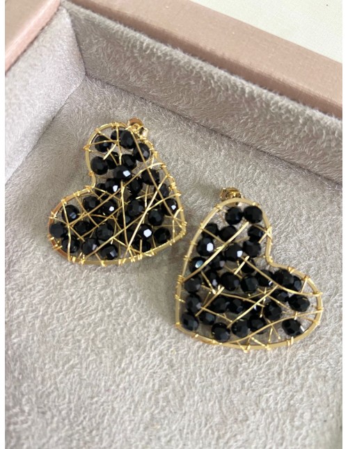 ARO BANO DE ORO CRISTALES NEGROS
