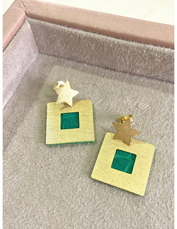 ARO BAÑO DE ORO CUERO VERDE