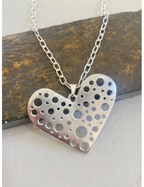 COLLAR BANO DE PLATA DIJE CORAZON 50cms
