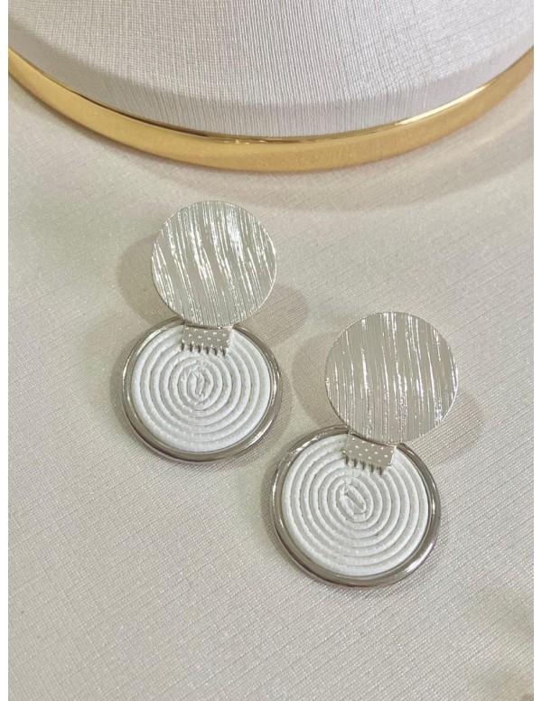 AROS BAÑADOS EN PLATA CUERO SINTETICO BLANCO