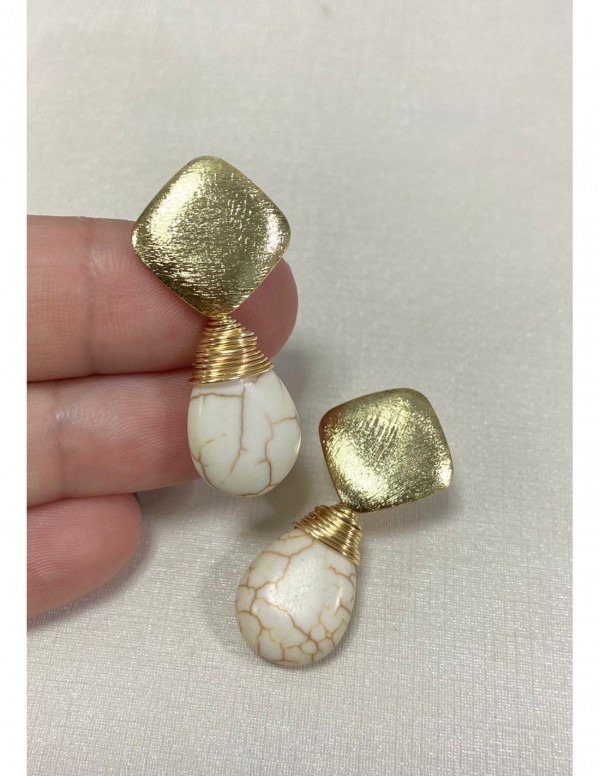 AROS BANADOS EN ORO PIEDRA BLANCA