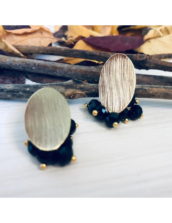 ARO BAÑO DE ORO CRISTALES NEGROS