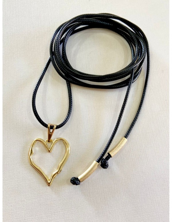 COLLARES BAÑADOS EN ORO CUERO SINTETICO NEGRO...