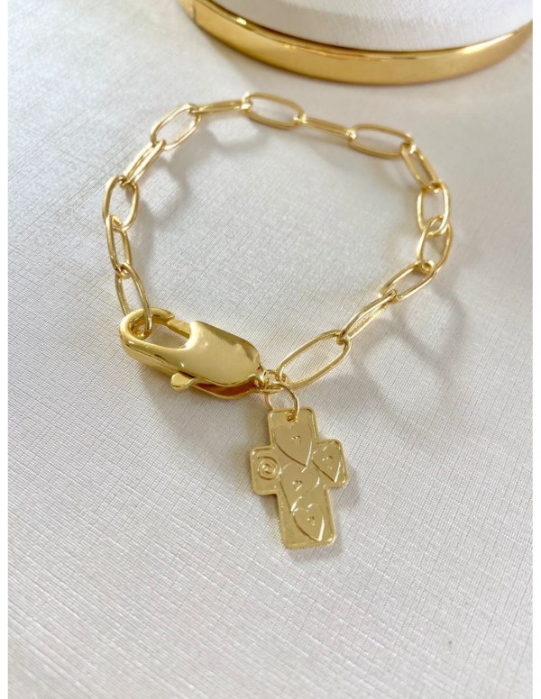 PULSERAS BAÑADAS EN ORO COLGANTE DE CRUZ