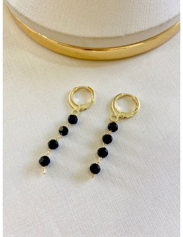 AROS BAÑADOS EN ORO CRISTALES NEGROS