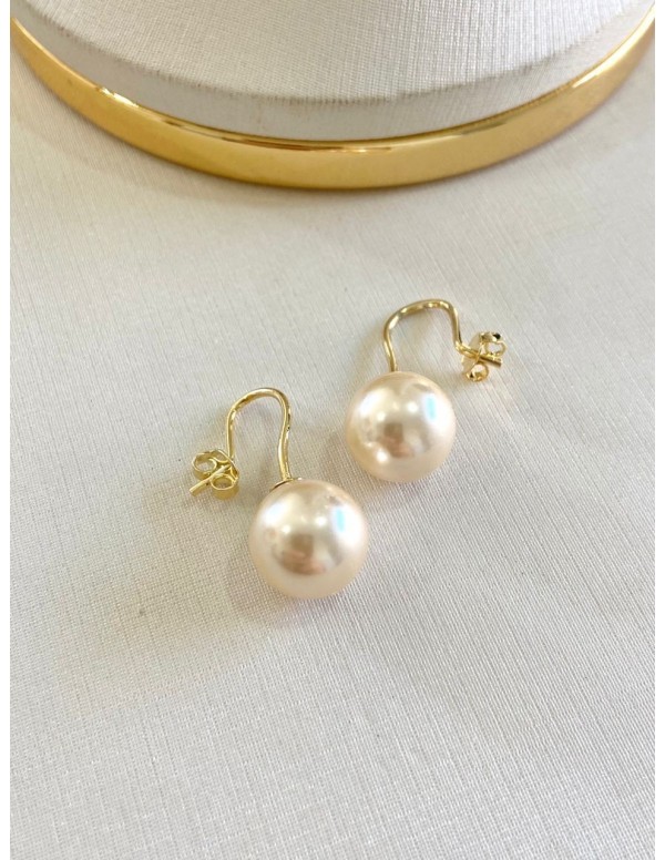 AROS BAÑADOS EN ORO PERLAS BLANCAS
