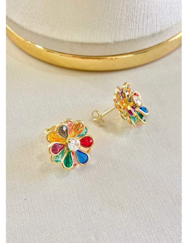 AROS BANADOS EN ORO FLOR PETALOS COLORES