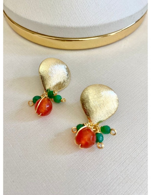 AROS BAÑADOS EN ORO CON AGATAS