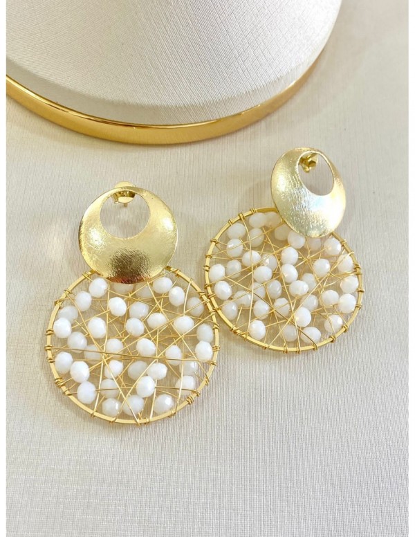 AROS BANADOS EN ORO CRISTALES BLANCOS