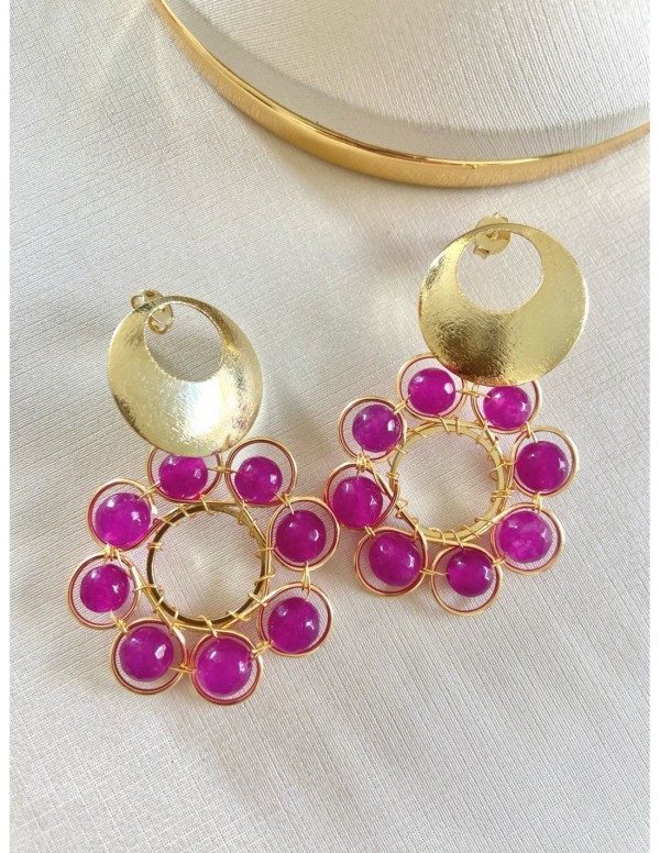 AROS BANADOS EN ORO PIEDRAS MORADAS