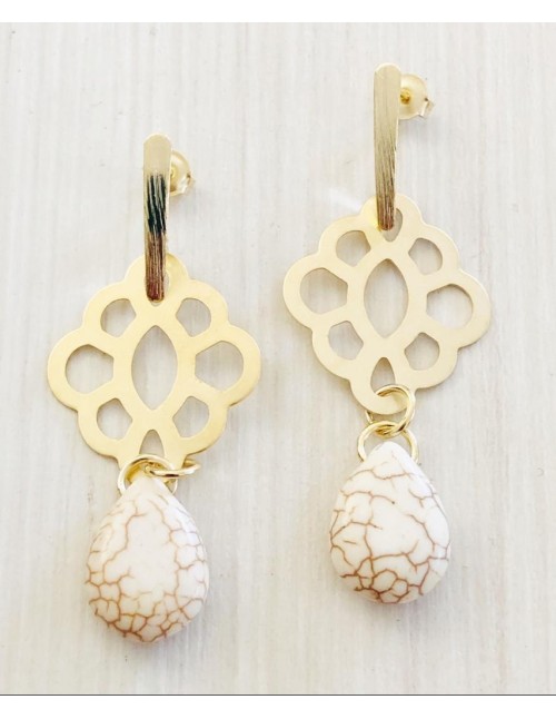 ARO BAÃO DE ORO PIEDRA TURQUESA BLANCA