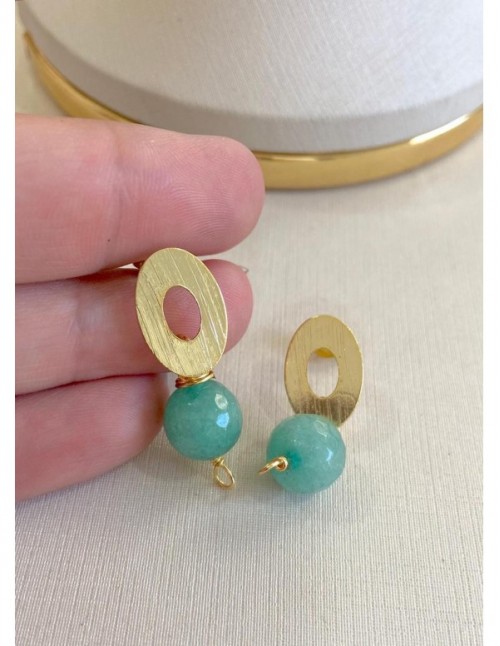 AROS BAÑADOS EN ORO PIEDRA TURQUESA