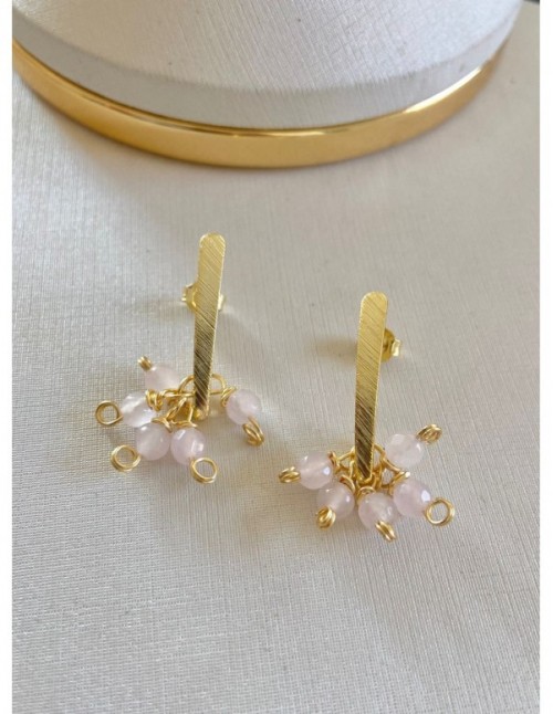 AROS BAÑADOS EN ORO PIEDRAS AGATA 4MM PALO ROSA