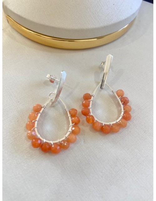 AROS BAÑADOS EN PLATA PIEDRA NARANJA