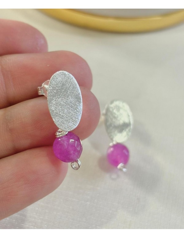 AROS BAÑADOS EN PLATA PIEDRA MORADA