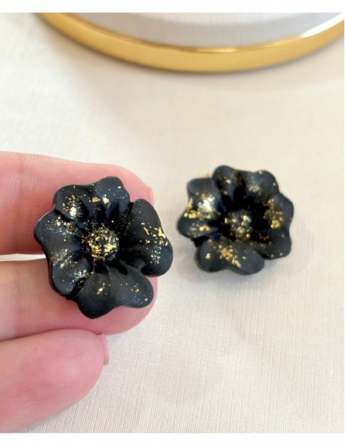 AROS BAÑADOS EN ORO ARCILLA POLIMERICA NEGRA