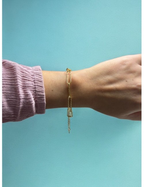 PULSERA BAÑO DE ORO SATINADO ESLABONES