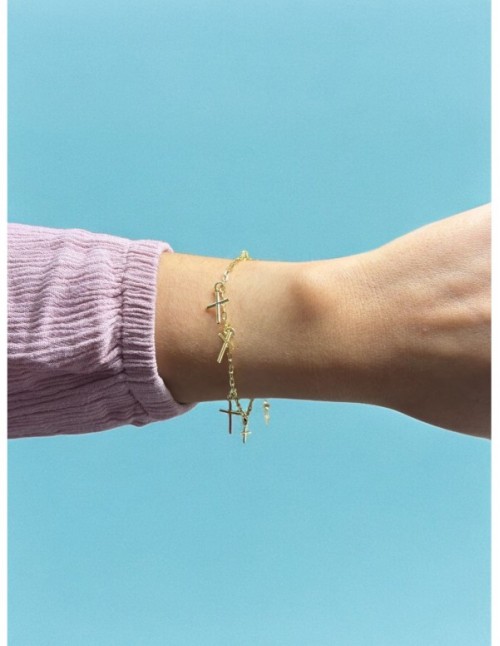 PULSERA BAÑO DE ORO CRUZ