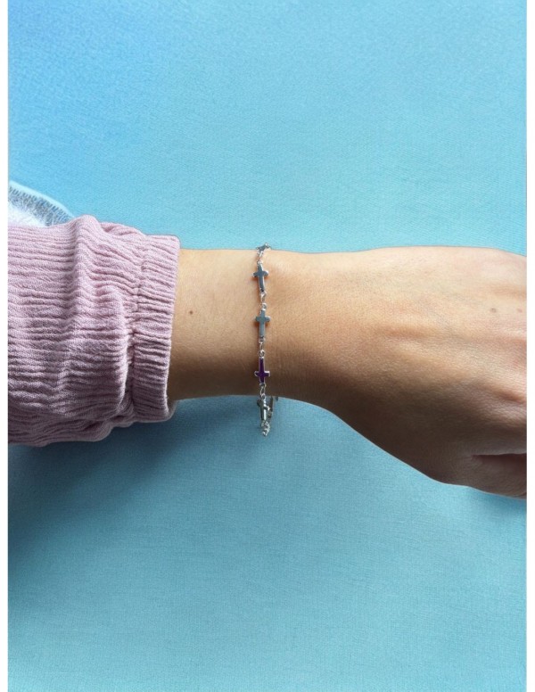 PULSERA BAÑO DE PLATA CRUCES