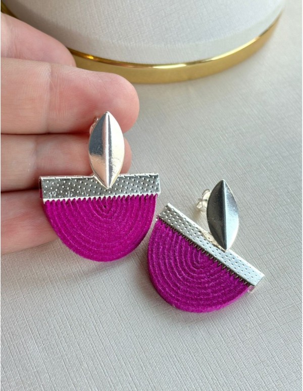AROS BAÑADOS EN PLATA GAMUZA MORADA