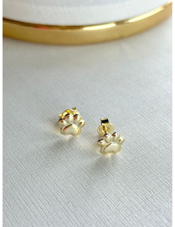 AROS BAÑADOS EN ORO MINI HUELLA DE PERRO