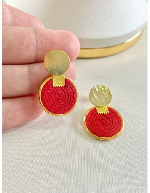 AROS BAÑADOS EN ORO GAMUZA ROJA