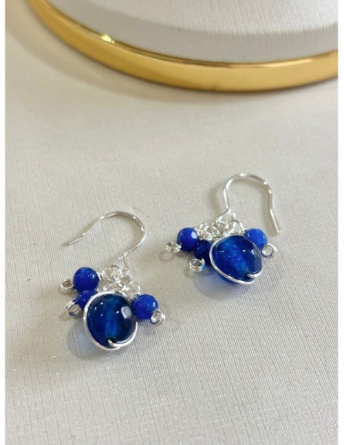 AROS BAÑADOS EN PLATA PIEDRA AZUL