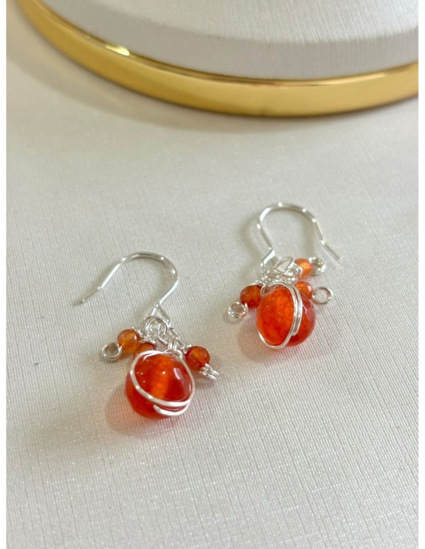 AROS BAÑADOS EN PLATA PIEDRA NARANJA