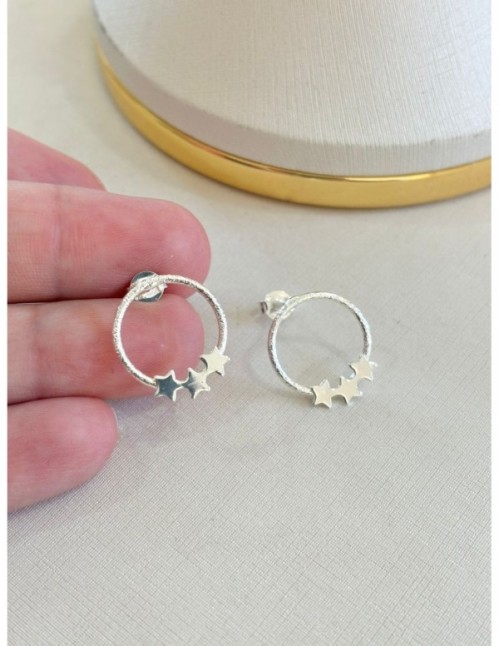 AROS BAÑADOS EN PLATA ESTRELLAS 18mm