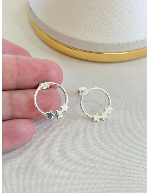 AROS BAÑADOS EN PLATA ESTRELLAS 18mm