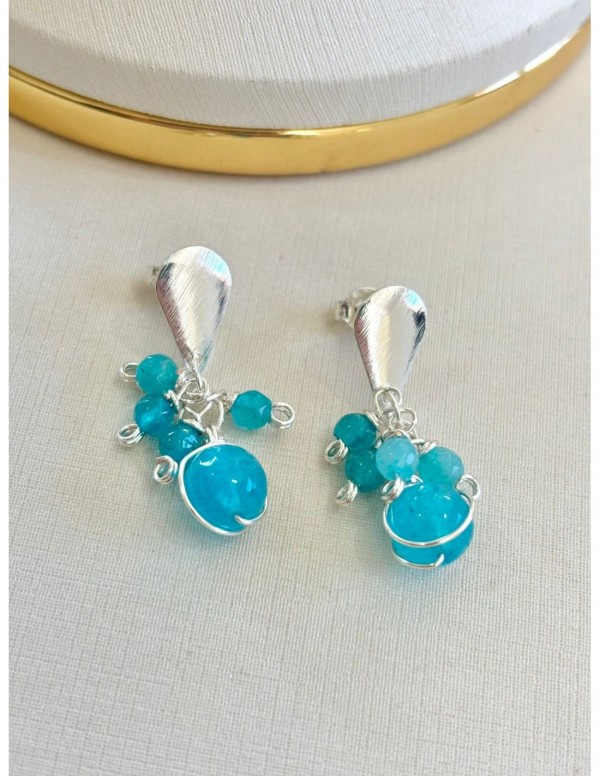 AROS BAÑADOS EN PLATA PIEDRA CELESTE