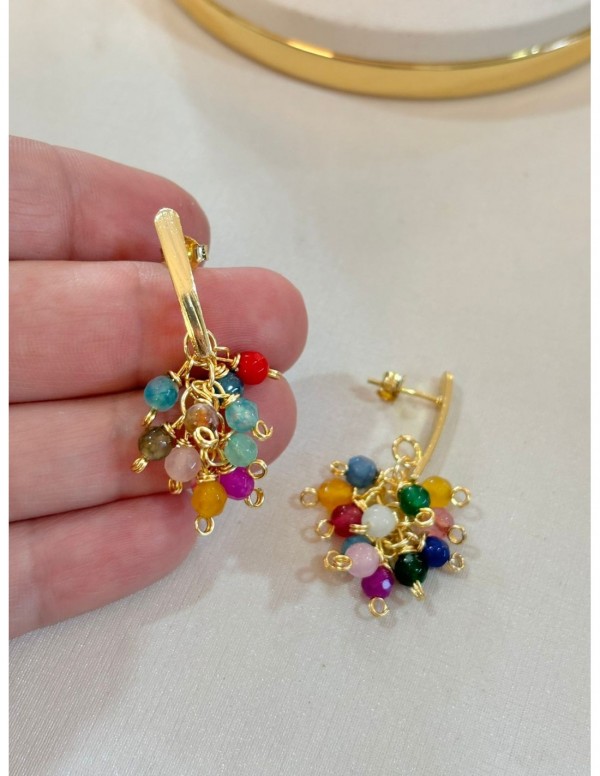 AROS BAÑADOS EN ORO PIEDRAS AGATAS