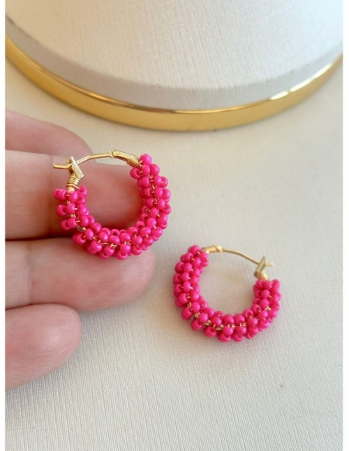 AROS BAÑADOS EN ORO CRISTALES ROSADOS