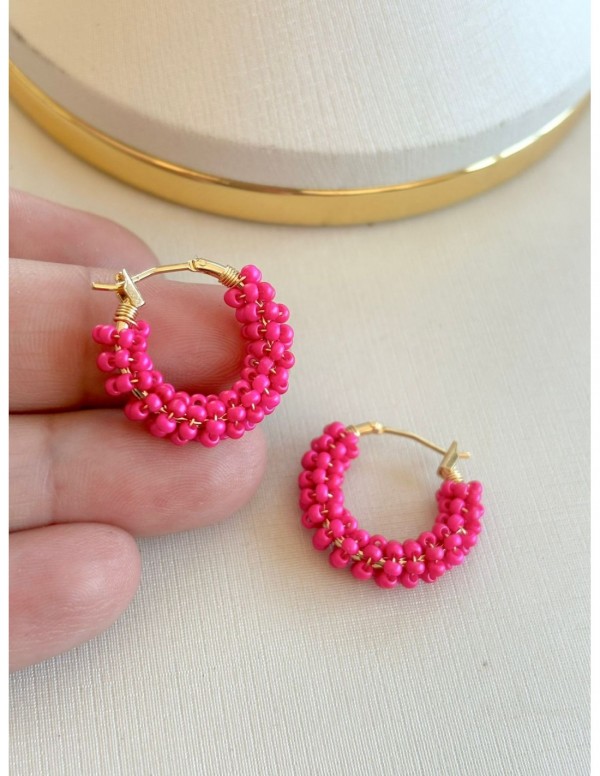 AROS BAÑADOS EN ORO CRISTALES ROSADOS