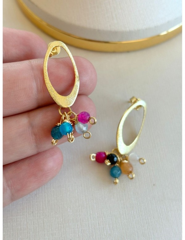 AROS BAÑADOS EN ORO PIEDRAS AGATAS DE 4MM