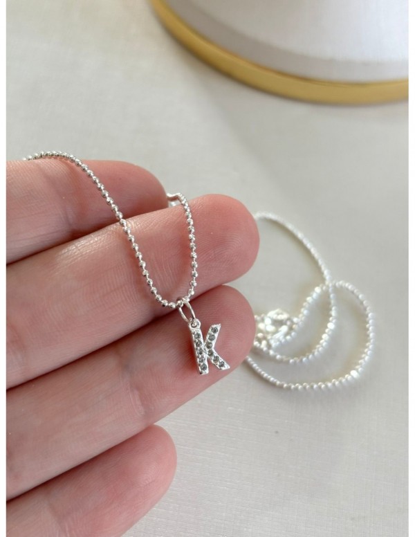 COLLAR BAÑADO EN PLATA DIJE LETRA K
