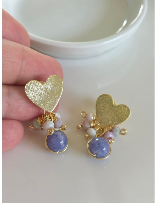 AROS BAÑADOS EN ORO PIEDRA AGUAMARINA