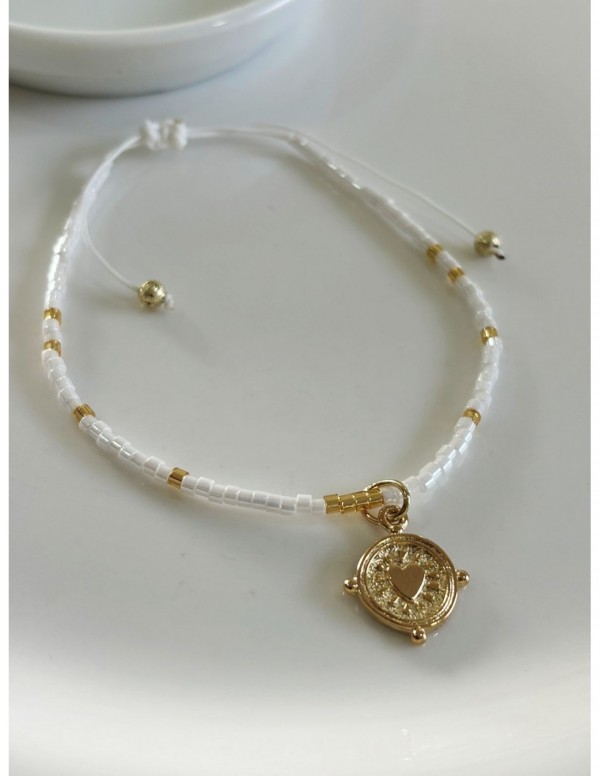 PULSERA BAÑADO EN  ORO DIJE CORAZON