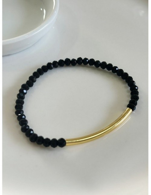 PULSERAS BAÑADAS EN ORO CRISTALES NEGROS 2