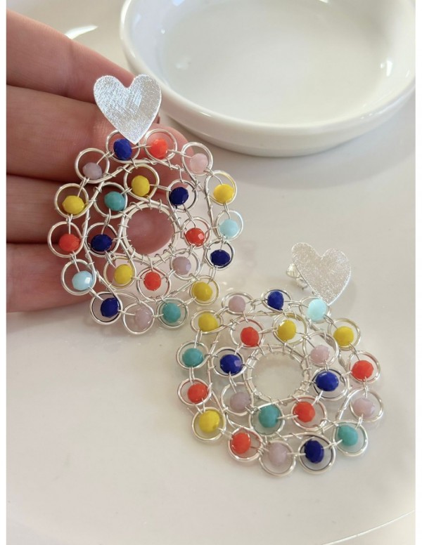 AROS BAÑADOS EN PLATA BASE CORAZON