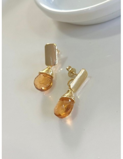 AROS BAÑADOS EN ORO CRISTAL GOTA