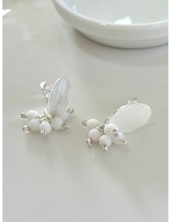 AROS BAÑADOS EN PLATA PIEDRA BLANCA