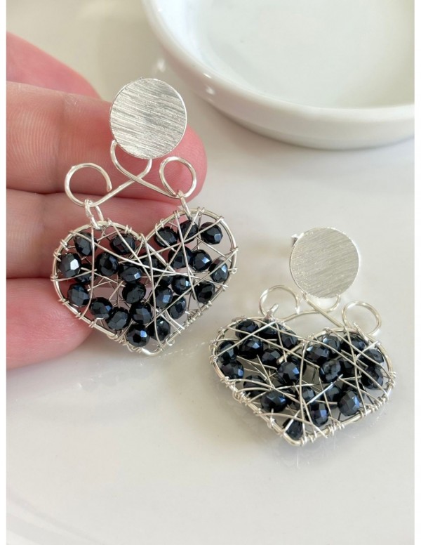 AROS BAÑADOS EN PLATA CORAZON